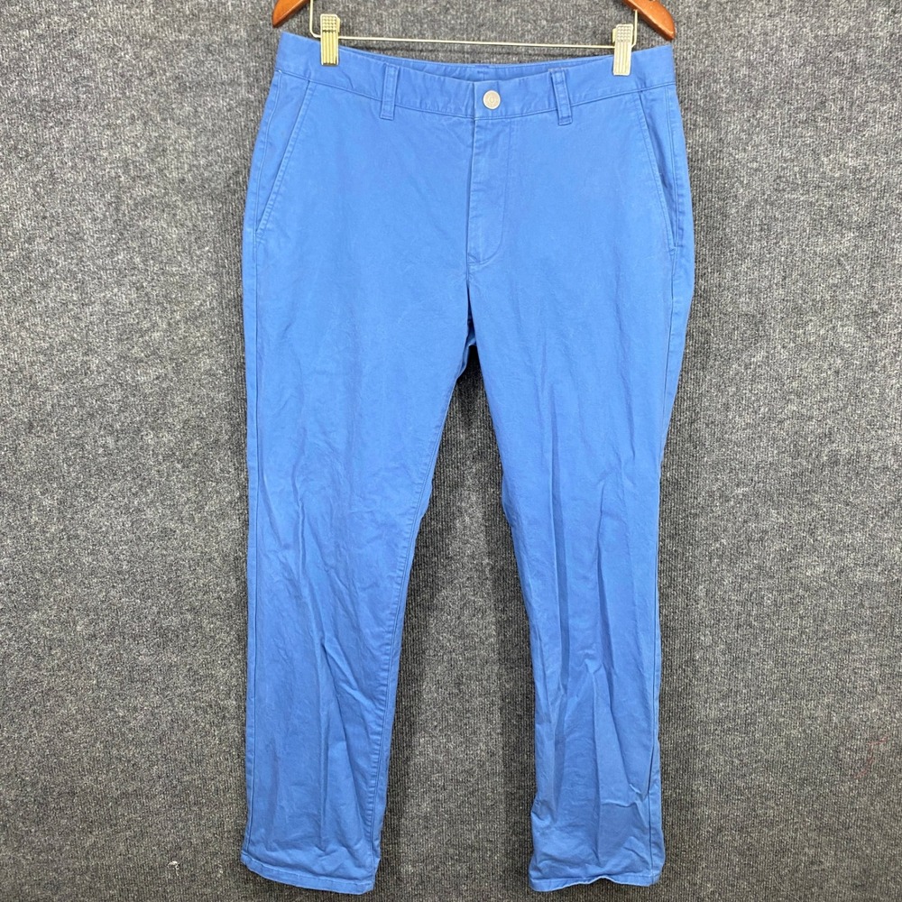 Bonobos Slim Fit Chino Pants Mens 32x30 Blue Flat Front Cotton Blend Casual